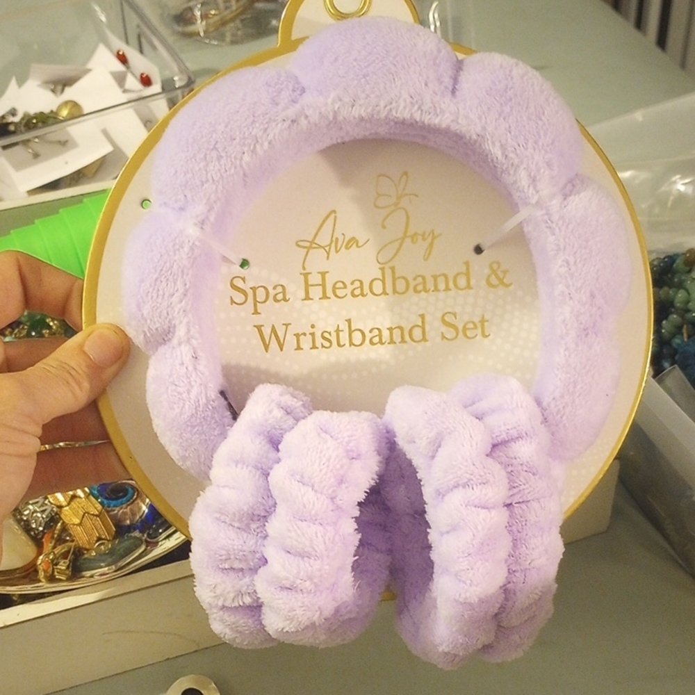 Purple Spa Headband & Wristband Set